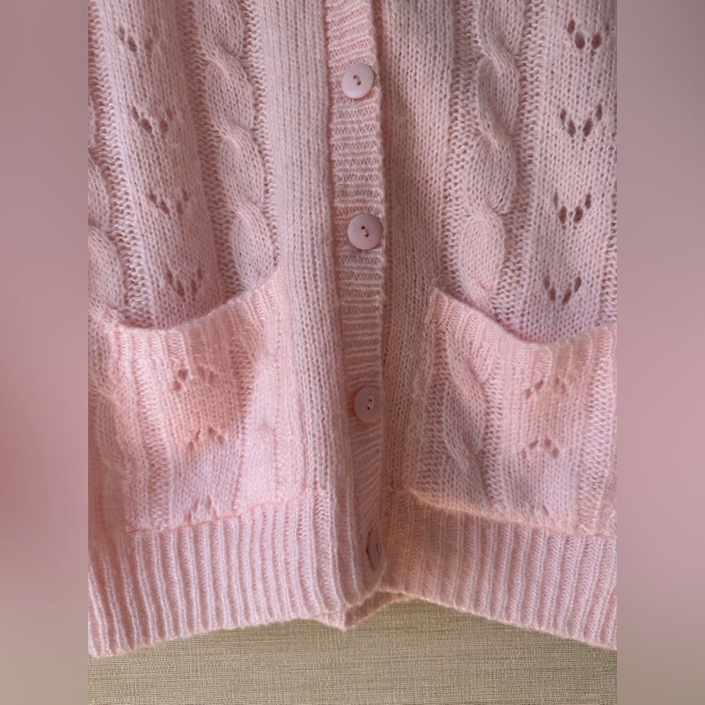 Vintage Alicia Y2K light pink cable knit sweater vest sleeveless large - Picture 3 of 5